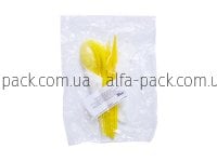 Set №39: plastic cutlery yellow (spoon, fork, knife, toothpick, napkin)