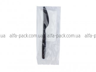 Set Premium №204: plastic cutlery black (knife, napkin)