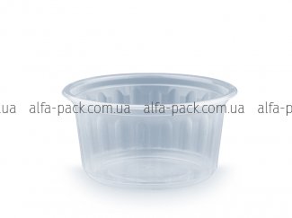 Soup container ribbed transparent 350 ml