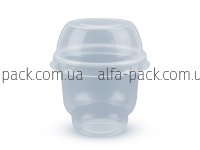 Стакан-креманка ПП 200 мл з купольною пластиковою кришкою