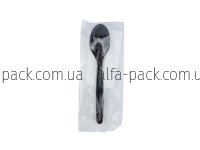 Set №266: plastic cutlery black (spoon, napkin)