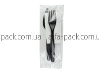 Set №268: plastic cutlery black (fork, knife, napkin)
