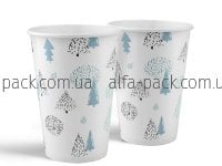 Стакан паперовий кольоровий крейдований New Year "Ялинки" 340 мл