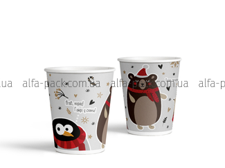 Color paper cup 180 ml "NEW YEAR" Tepla hochetsa