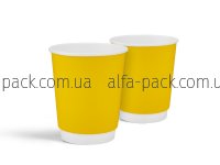 Стакан паперовий білий двошаровий Soft touch "Жовтий" 270 мл