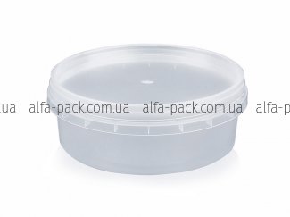Plastic container round 150 ml with lid