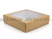 Коробка паперова крафт 200*200*50 із ламінованим вікном