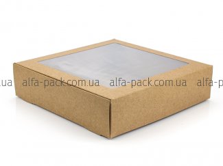 Kraft paper box 200*200*50 with laminated window