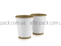 Craft white paper cup with embossed "Diagonal" 180 ml