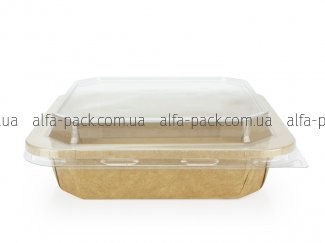 Paper container kraft with PET lid 750 ml