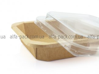 Paper container kraft with PET lid 750 ml