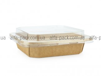 Paper container kraft with PET lid 750 ml