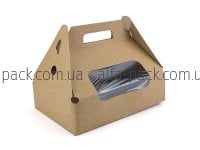 Коробка паперова крафт з віконцем 200*135*160 мм