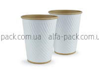 CRAFT WHITE PAPER CUP WITH EMBOSSED "DIAGONAL" 430 ML