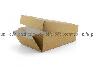 Паперова коробка з віконцем біло-бура MEDIUM