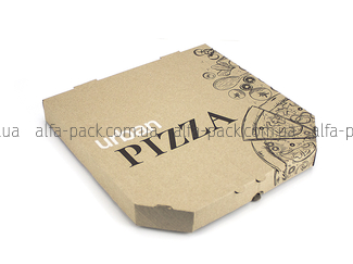 Brown pizza box with logo URBAN 300*300*39, 100 items/pack