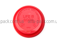 КРИШКА ПОЇЛКА червона LIFE IS GOOD НА СТАКАНИ 270/340 МЛ