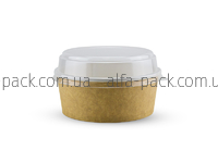 Salad bowl kraft paper 750 ml with plastic flat lid