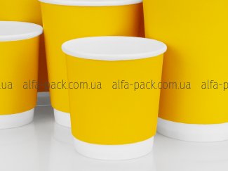 Стакан паперовий білий двошаровий Soft touch "Жовтий" 180 мл